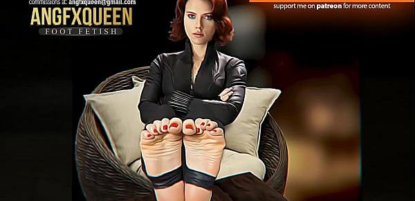 Black Widow feet foot fetish wrinkled soles JOI